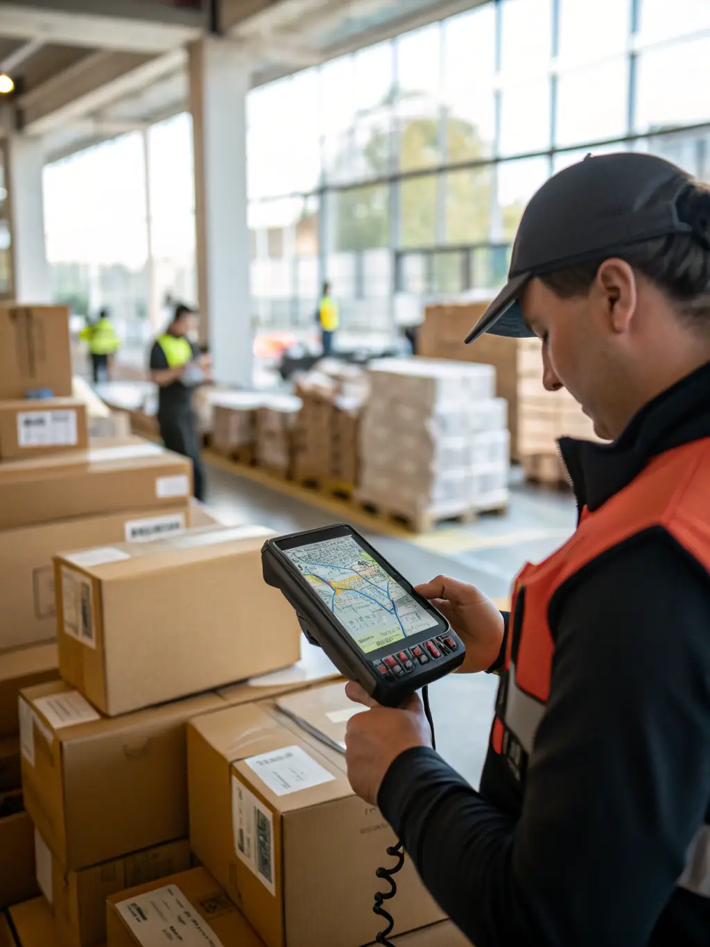 A package being scanned with a mobile device, illustrating real-time tracking and transparency in the delivery process.